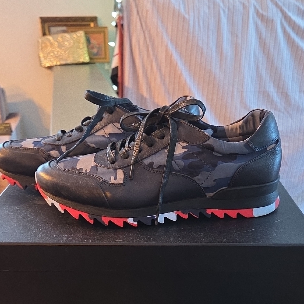 Karl Lagerfeld Black and Gray Camouflage Sneakers